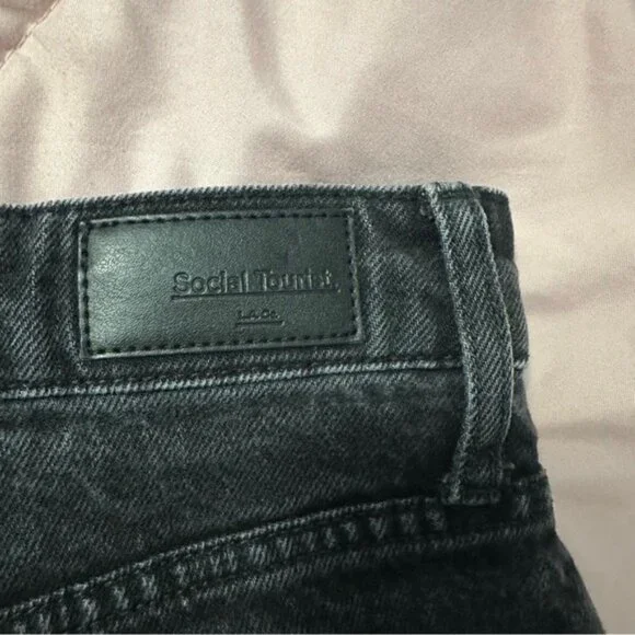 Social Tourist Black Zip Hem Straight Jeans W26 Y2K Grunge Streetwear - Picture 10 of 11